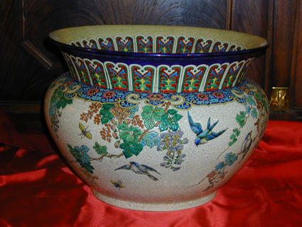 19th century Longwy flowerpot holder
