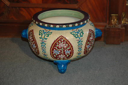 19th c. Longwy enamels flowerpot holder