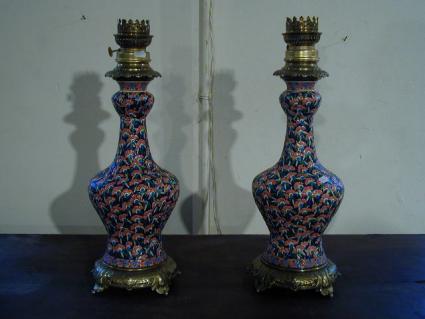 Late 19th century Longwy lamps