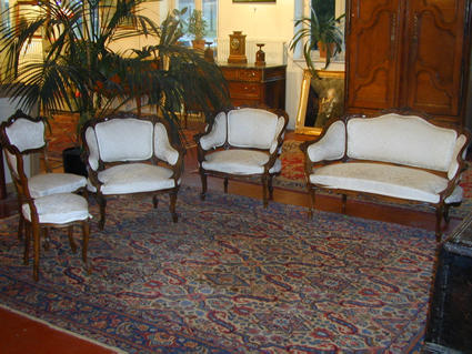 Louis XV-style sofa, wing chairs and chairs