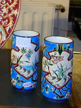 Longwy roll-shaped vases