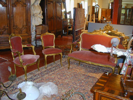 Louis XV-style sofa, armchairs and chairs